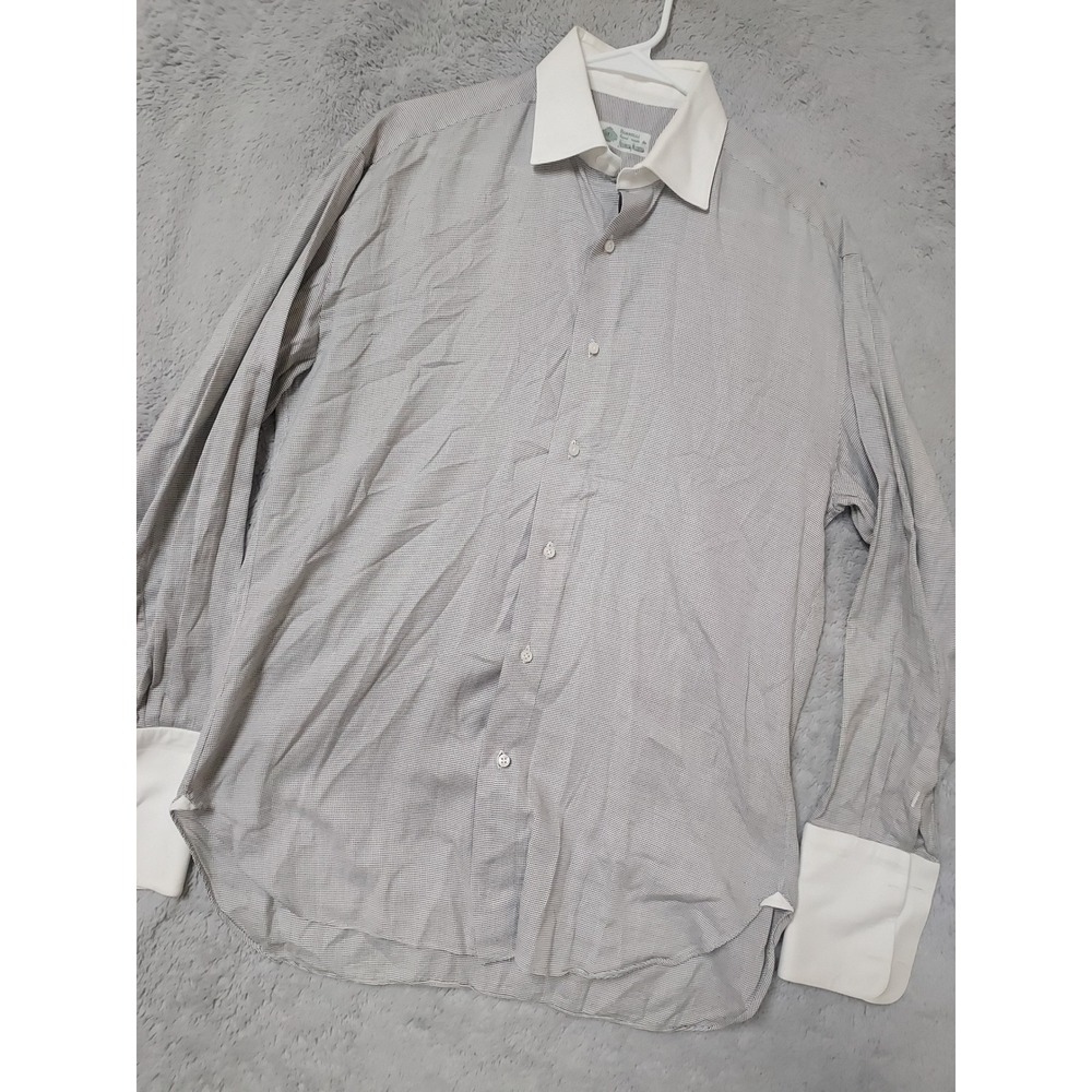 Borrelli Shirt Mens 15.5 Regular Neiman Marcus Micro Pattern Gray French Cuff